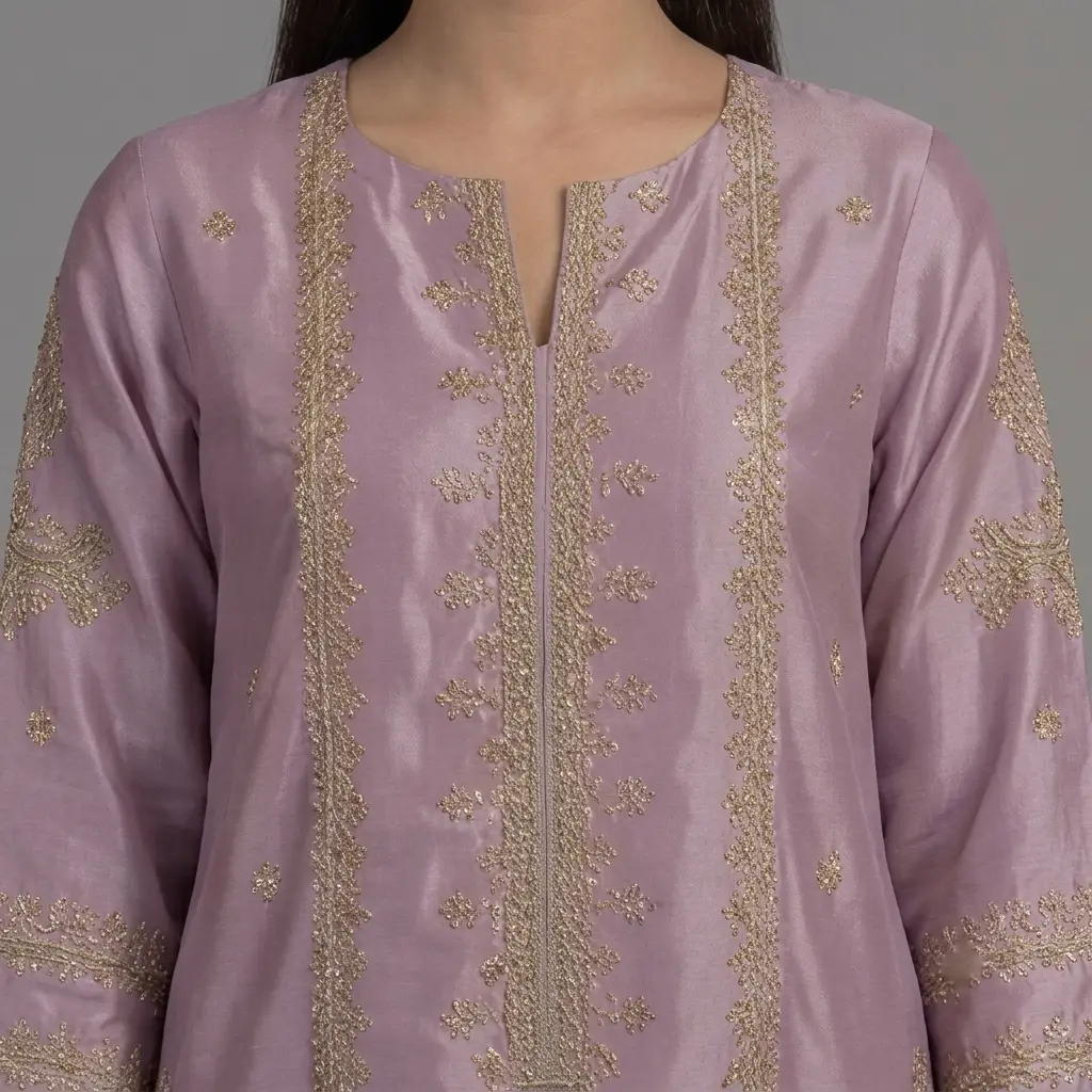 Elegant Embroidered Silk 2-Piece Suit | KQ169 - Image 11