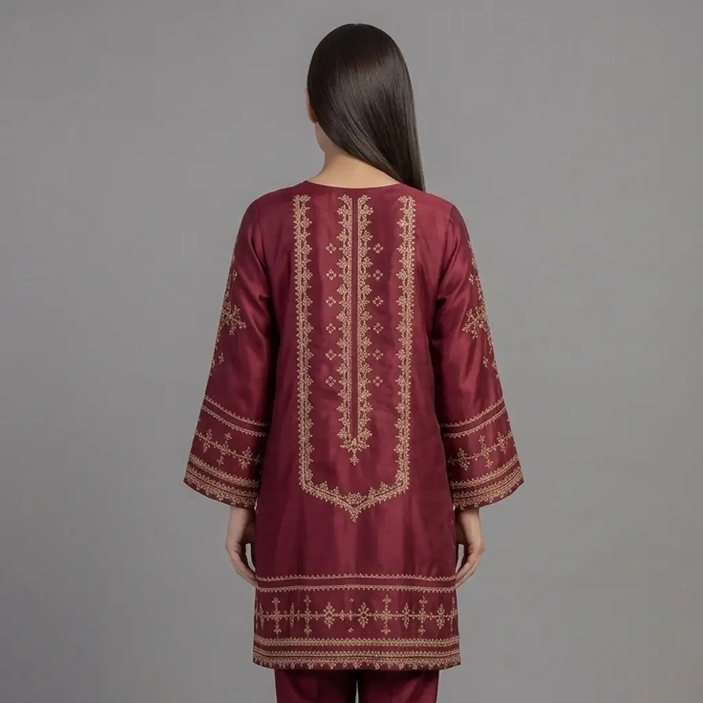 Embroidered Silk 2-Piece Suit | KQ168 - Image 8