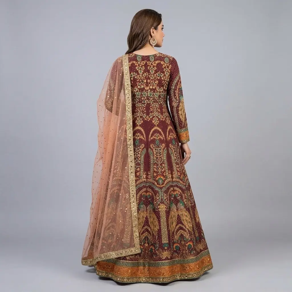 Full Mirror Block Printed Maxi with Kencan Dupatta | KQ118 - Image 3
