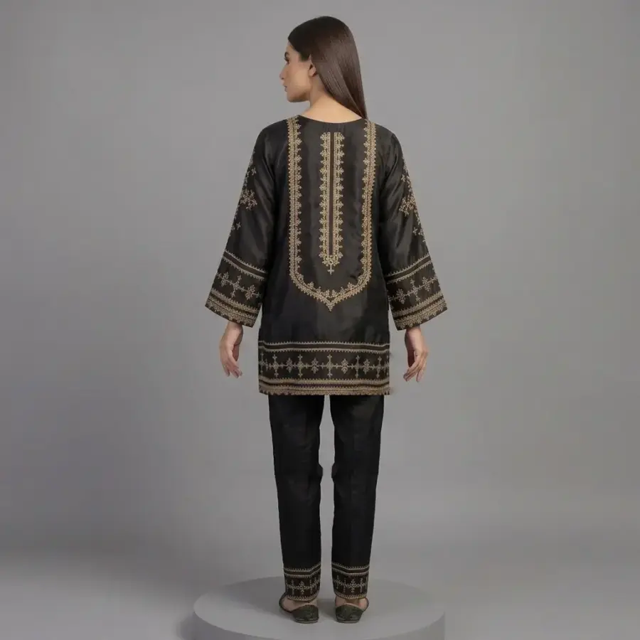 Embroidered Silk 2-Piece Suit | KQ168 - Image 2