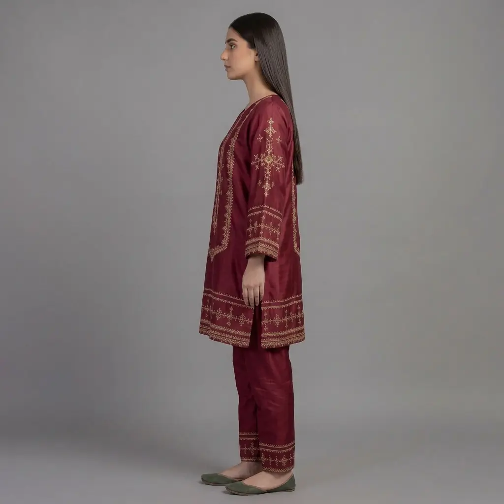 Embroidered Silk 2-Piece Suit | KQ168 - Image 11