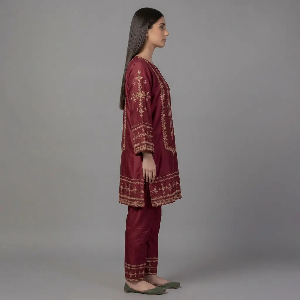Embroidered Silk 2-Piece Suit | KQ168 - Image 12
