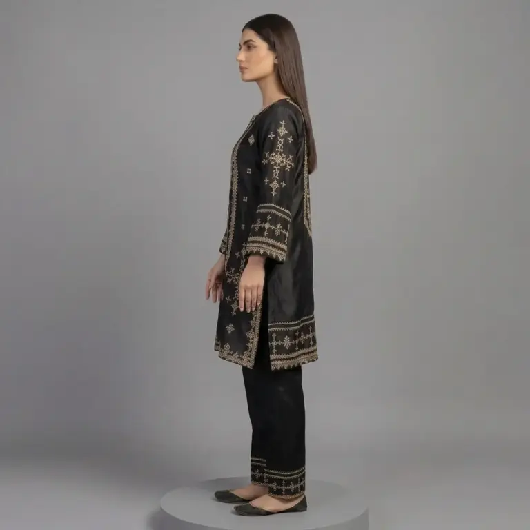 Embroidered Silk 2-Piece Suit | KQ168 - Image 4