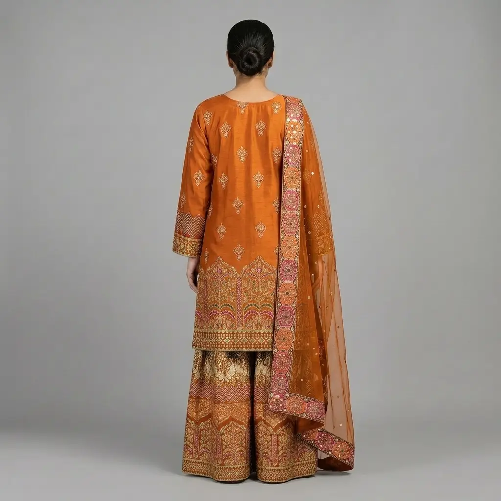 Full Mirror 3-Piece Farshi Garara with Kencan Dupatta | KQ158 - Image 6