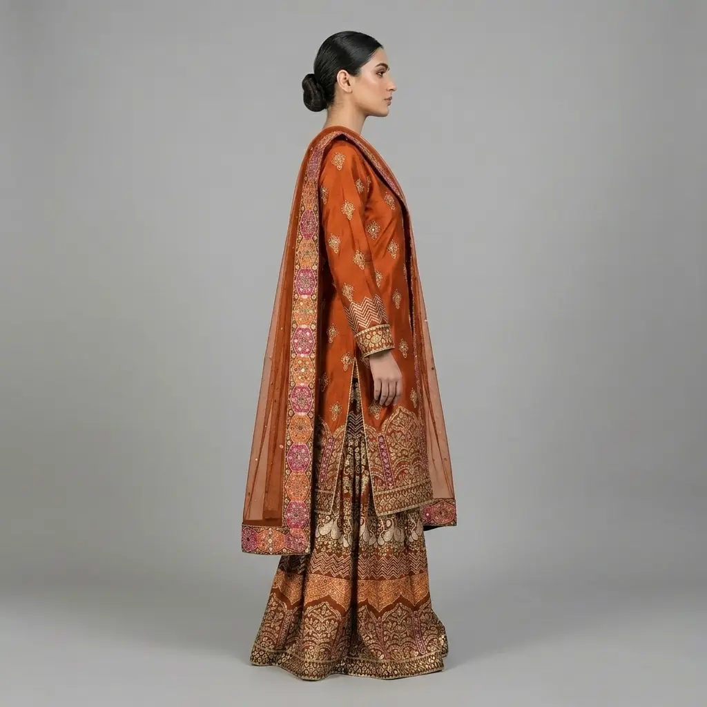 Full Mirror 3-Piece Farshi Garara with Kencan Dupatta | KQ158 - Image 8