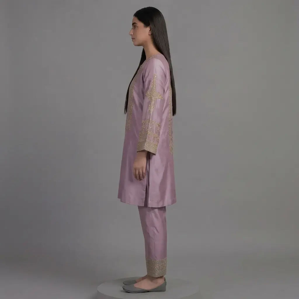 Elegant Embroidered Silk 2-Piece Suit | KQ169 - Image 12
