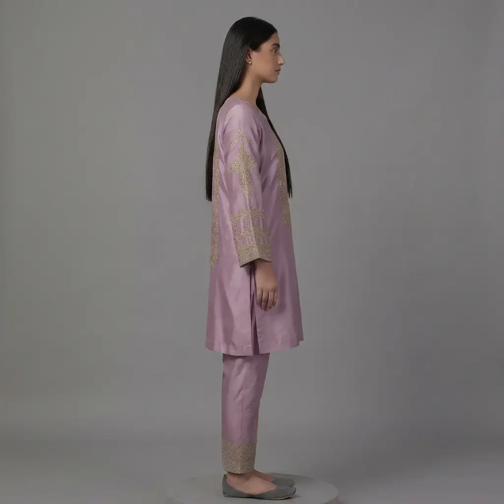 Elegant Embroidered Silk 2-Piece Suit | KQ169 - Image 13