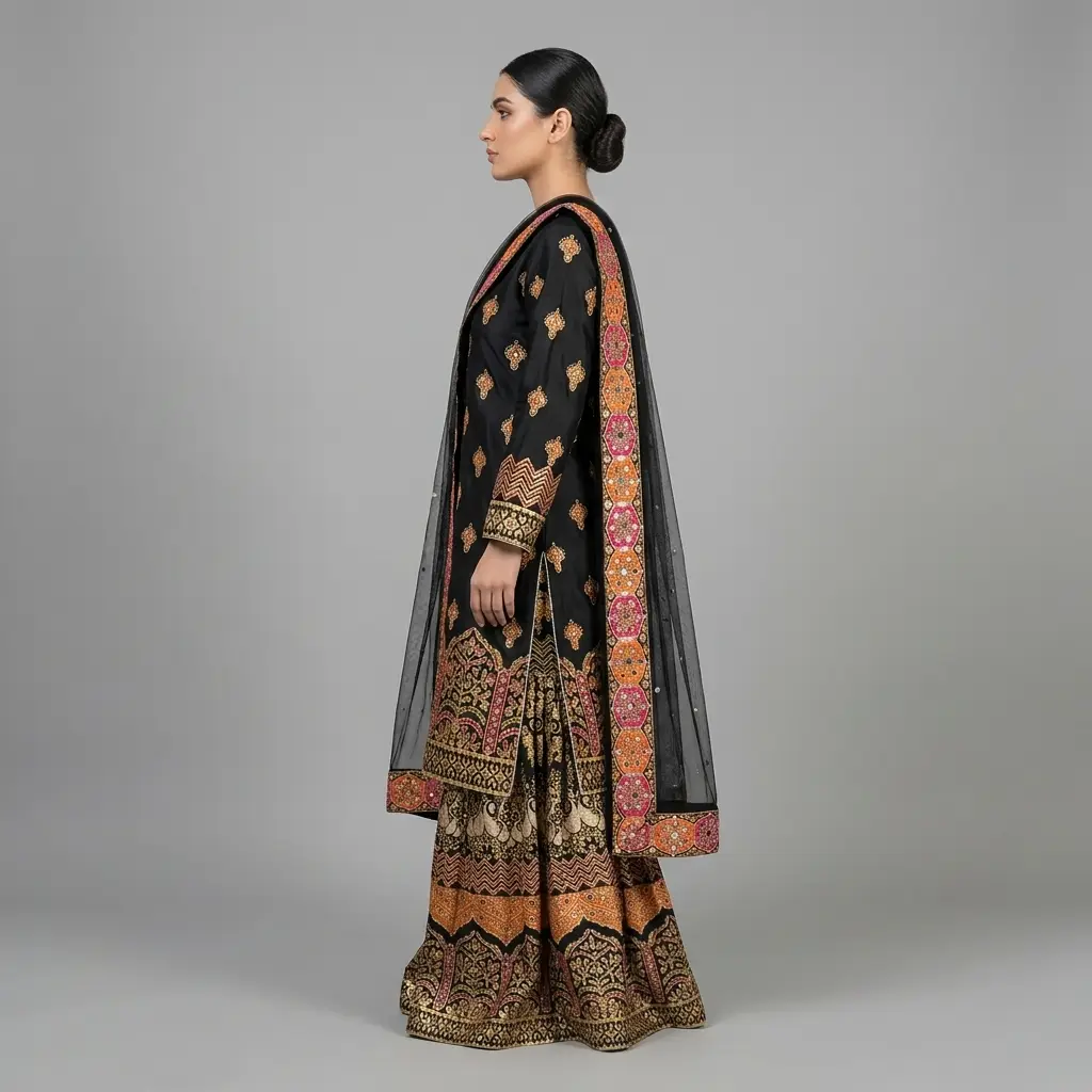 Full Mirror 3-Piece Farshi Garara with Kencan Dupatta | KQ158 - Image 4