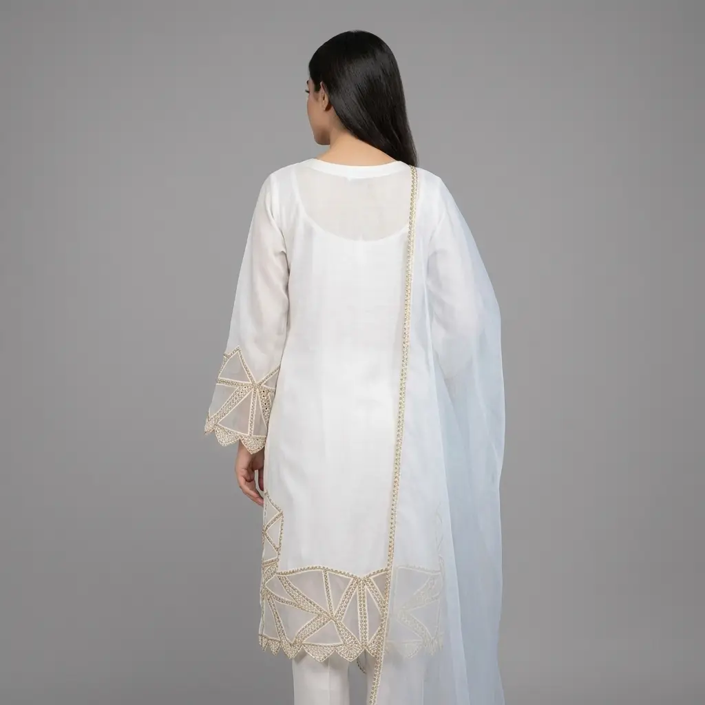 Raw Silk Cutwork 3-Piece Suit | SKU170 - Image 2