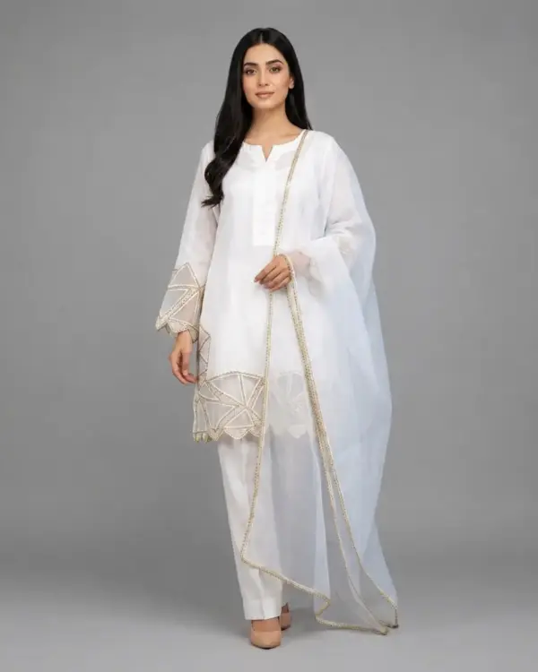 Raw Silk Cutwork 3-Piece Suit | SKU170