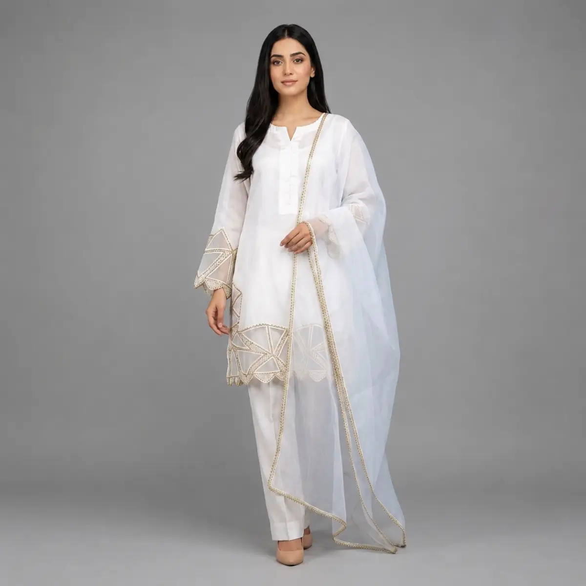 Raw Silk Cutwork 3-Piece Suit | SKU170