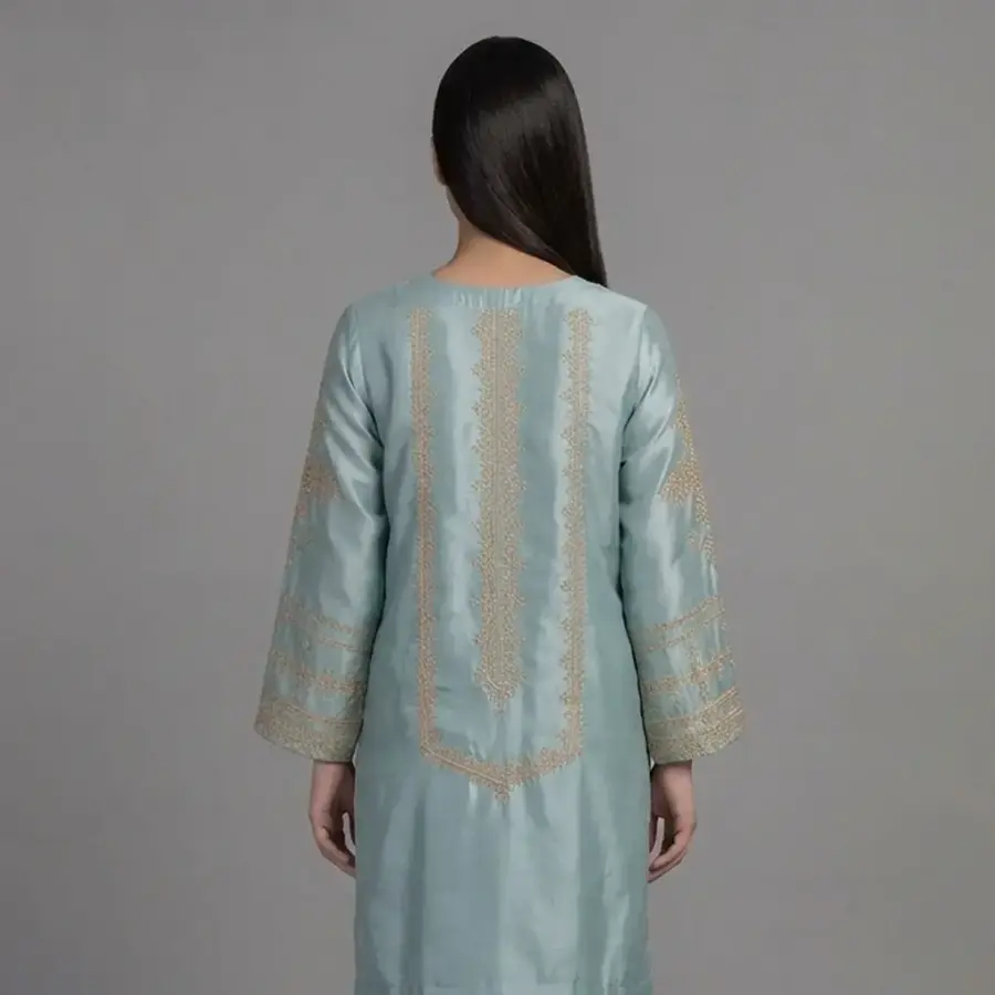 Elegant Embroidered Silk 2-Piece Suit | KQ169 - Image 2