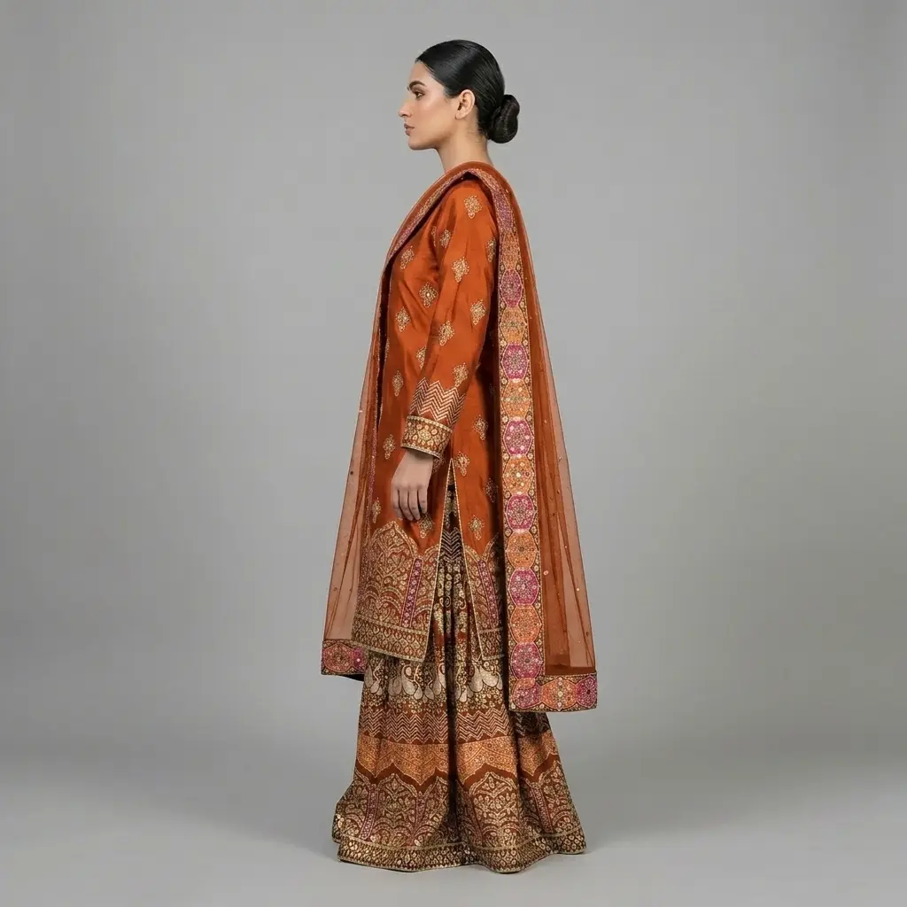 Full Mirror 3-Piece Farshi Garara with Kencan Dupatta | KQ158 - Image 7