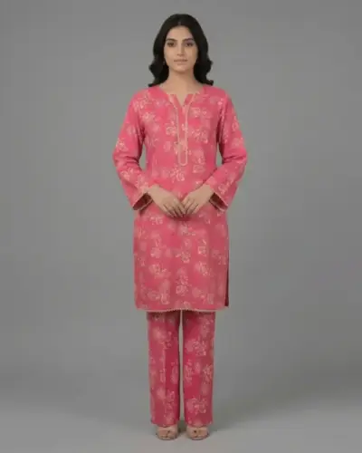 Cotton Silk Lace Detail 2-Piece Suit | KQ167