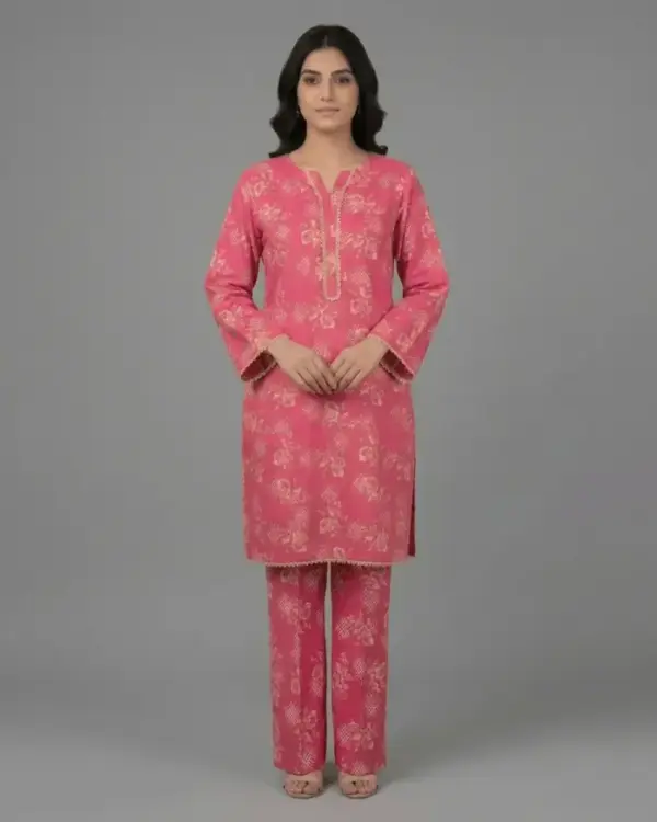 Cotton Silk Lace Detail 2-Piece Suit | KQ167