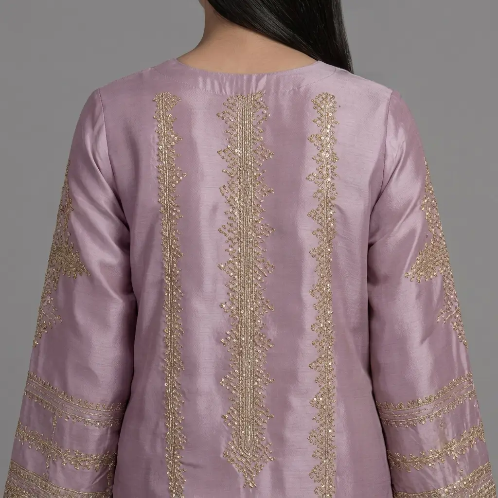 Elegant Embroidered Silk 2-Piece Suit | KQ169 - Image 8