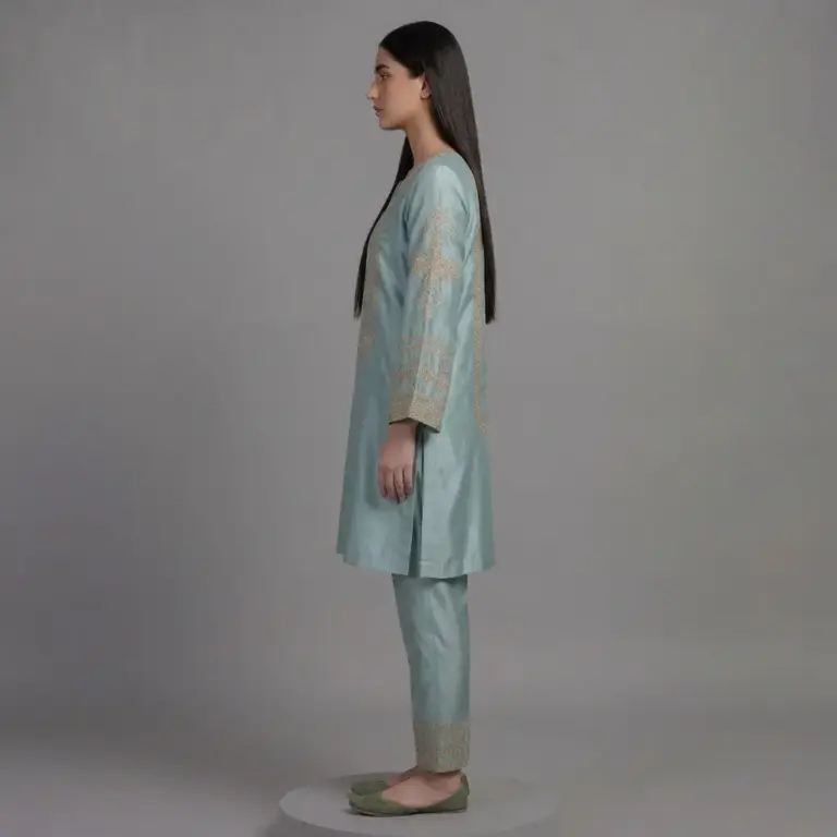 Elegant Embroidered Silk 2-Piece Suit | KQ169 - Image 4