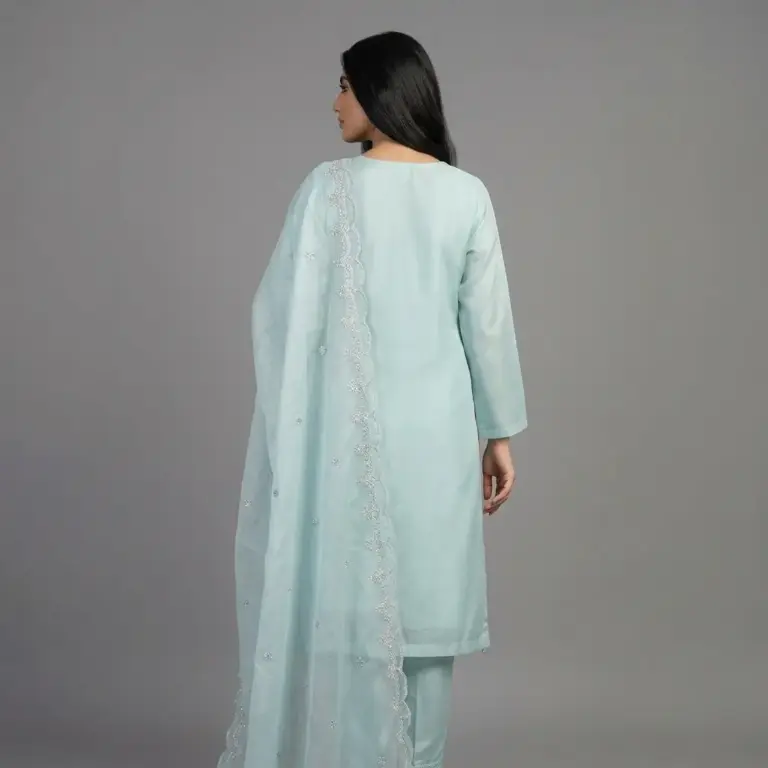 Embroidered Organza 3-Piece Suit | KQ164 - Image 2