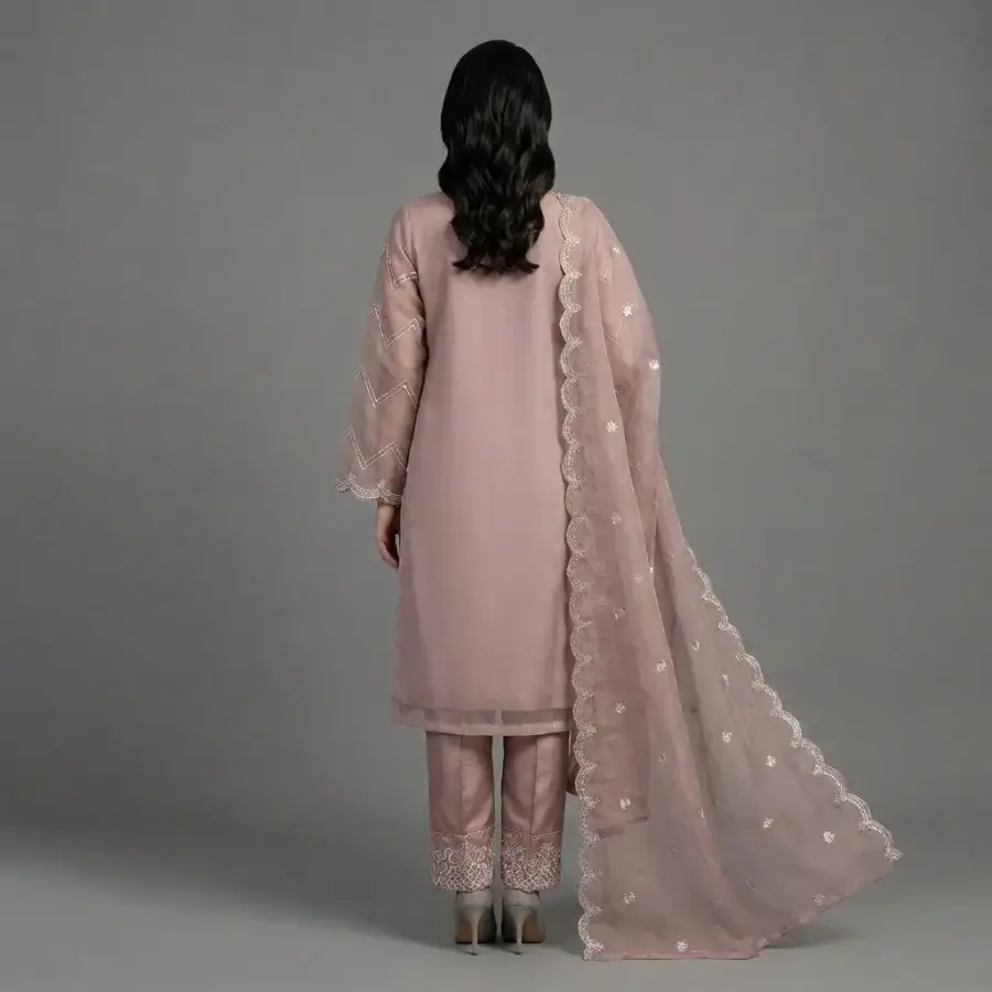 Premium Embroidered Organza 3-Piece Suit | KQ162 - Image 2