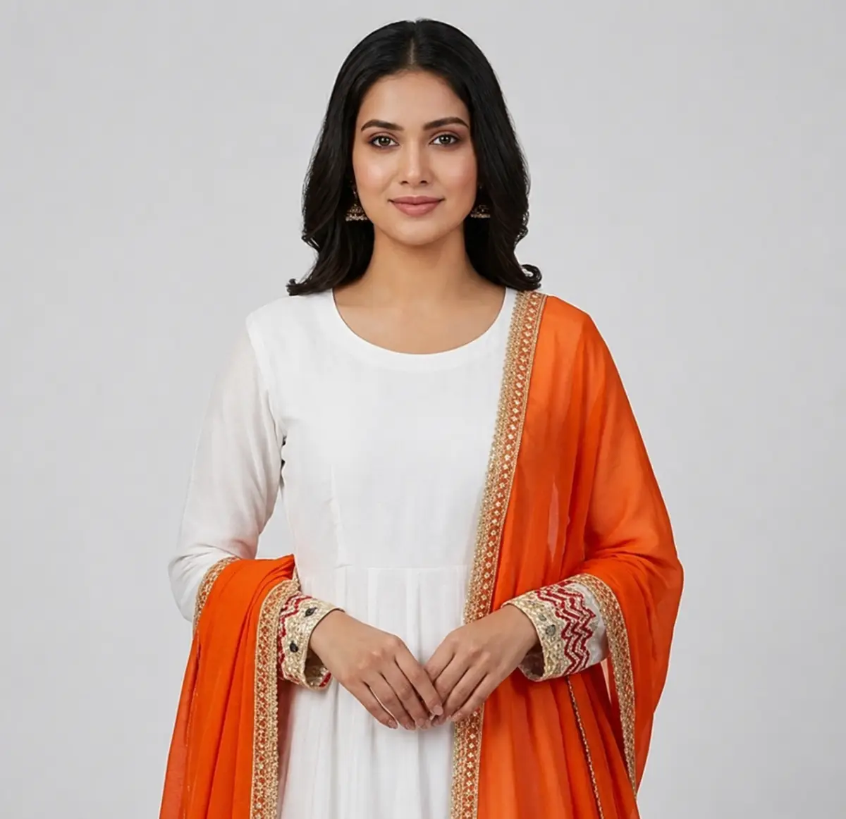 Half Mirror Block Printed Maxi with Kencan Dupatta | KQ114 - Image 2