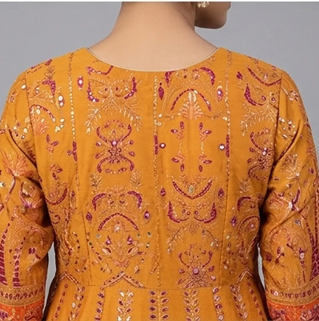 Full Mirror Block Printed Maxi with Kencan Pink Dupatta | KQ119 - Image 4