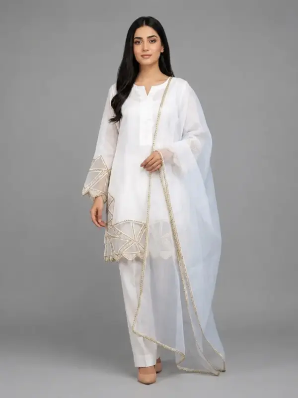 Raw Silk Cutwork 3-Piece Suit | SKU170