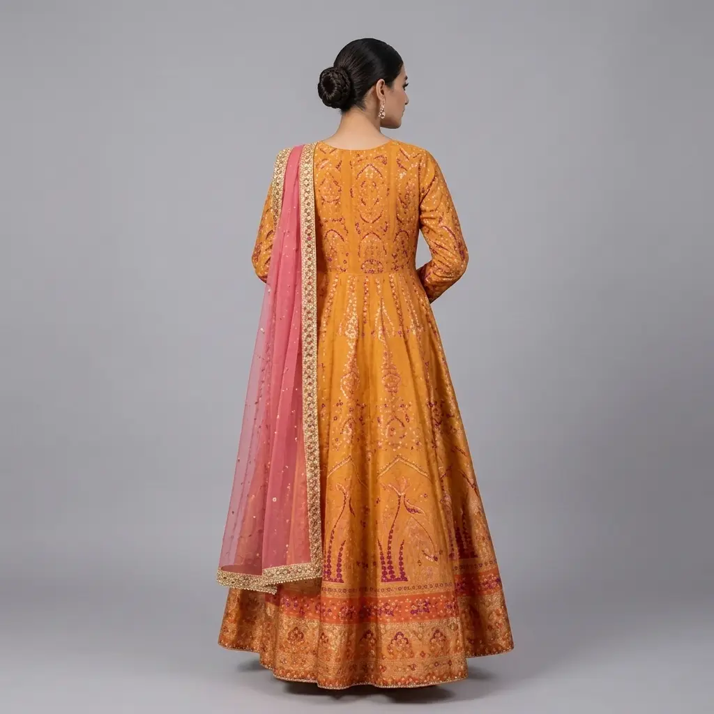Full Mirror Block Printed Maxi with Kencan Pink Dupatta | KQ119 - Image 3