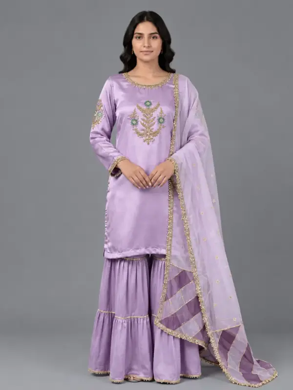 Three Layer Garara Hand Work 3-Piece Suit | KQ157