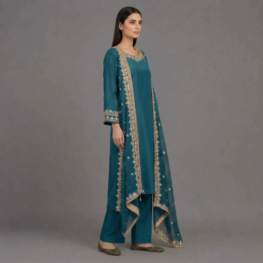 Zari Embroidered 3-Piece Suit | KQ175 - Image 7