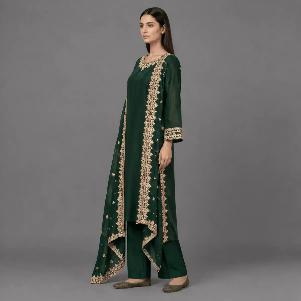 Zari Embroidered 3-Piece Suit | KQ175 - Image 4