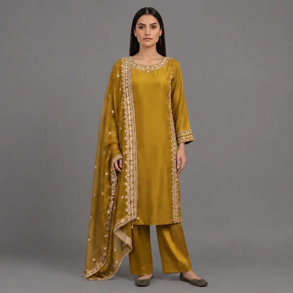 Zari Embroidered 3-Piece Suit | KQ175 - Image 9