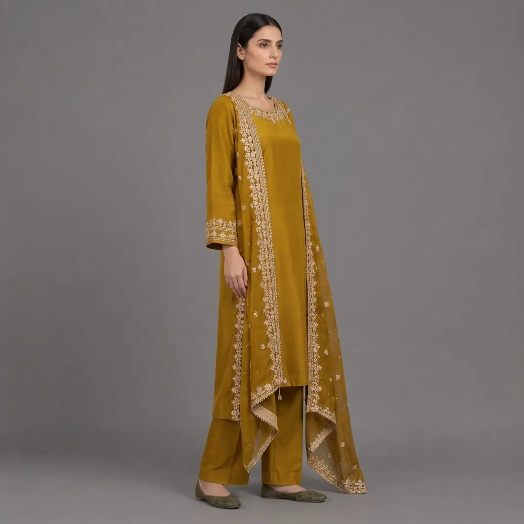 Zari Embroidered 3-Piece Suit | KQ175 - Image 11