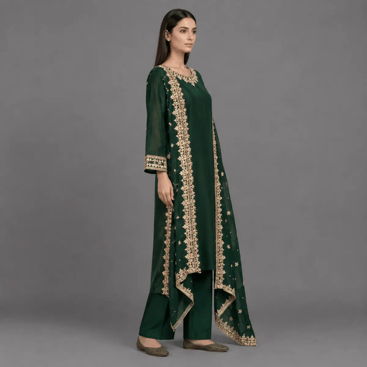 Zari Embroidered 3-Piece Suit | KQ175 - Image 3