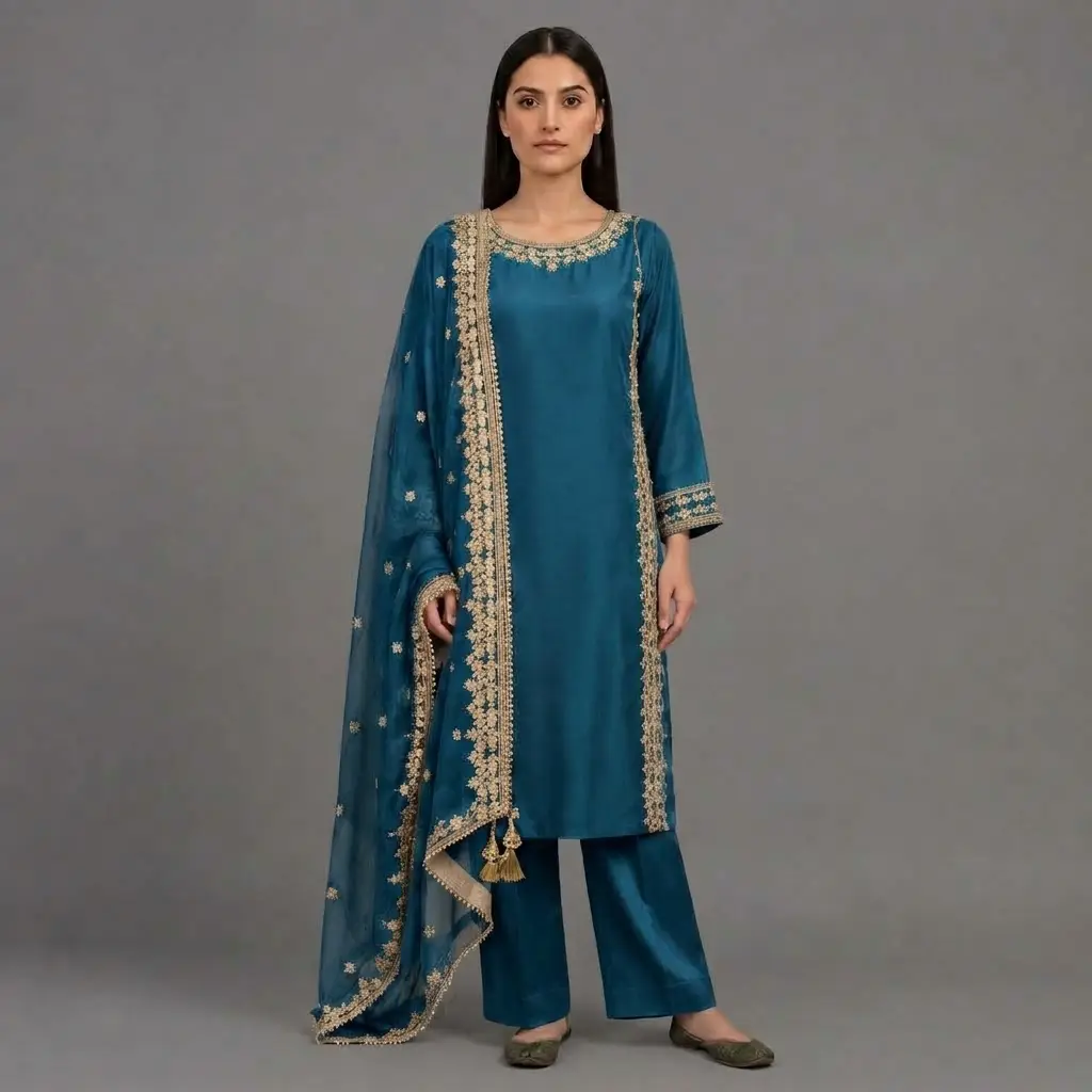 Zari Embroidered 3-Piece Suit | KQ175 - Image 5