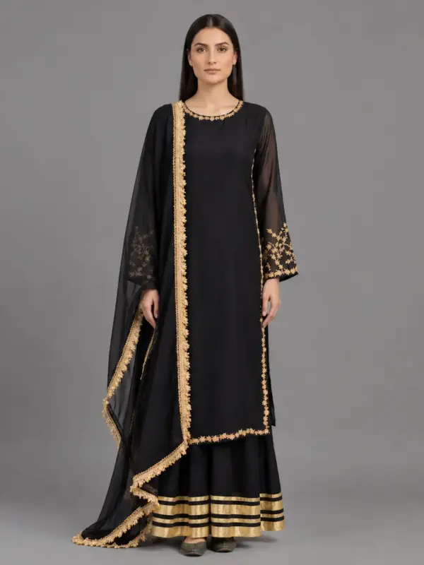 Long Shirt Hand Work with 2-Layer Sharrar & Gota Work | KQ176