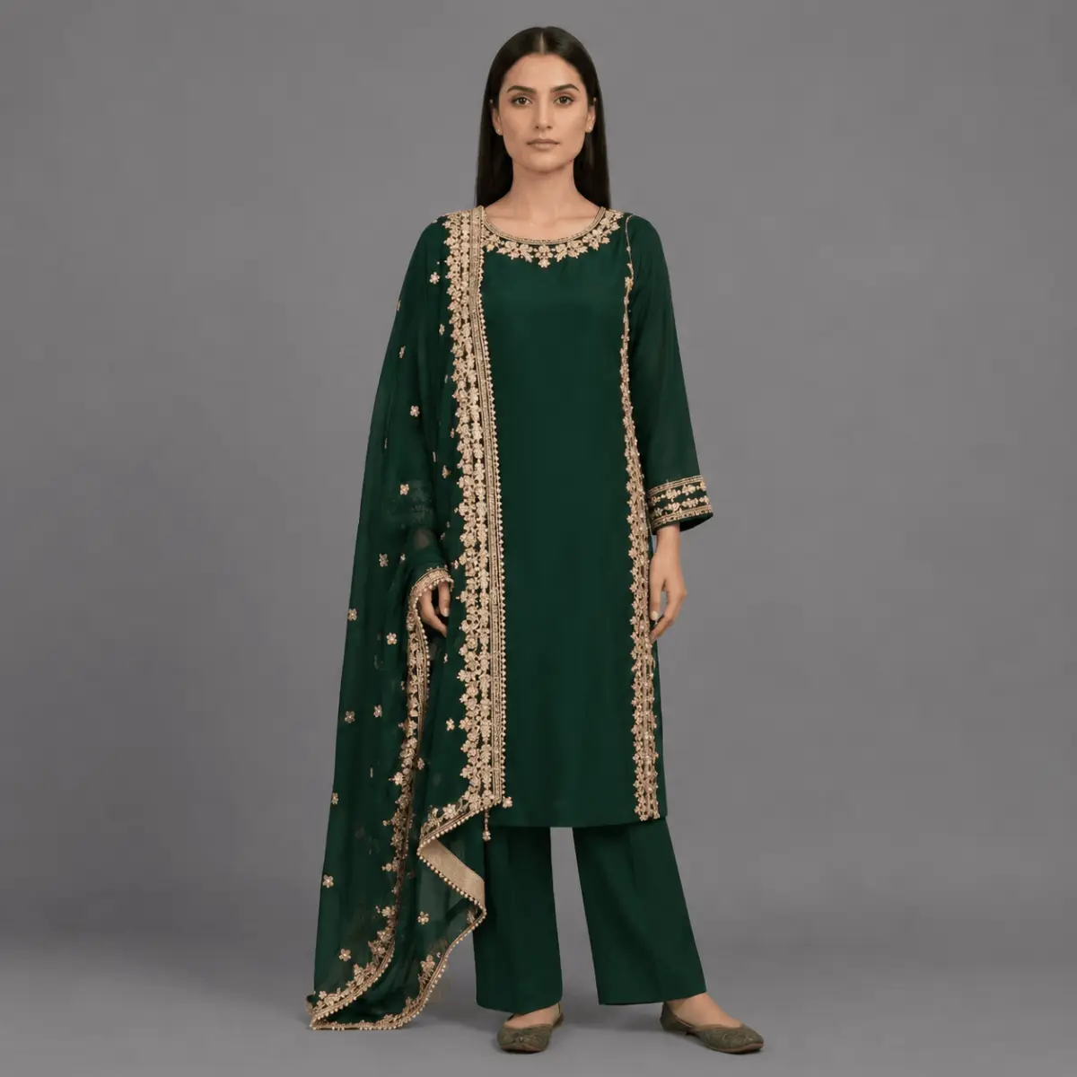 Zari Embroidered 3-Piece Suit | KQ175