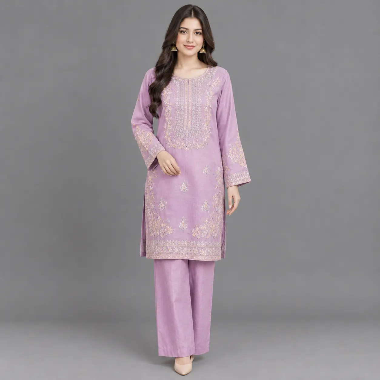 Embroidered 2-Piece Suit | Kehkashan Collection - Image 3